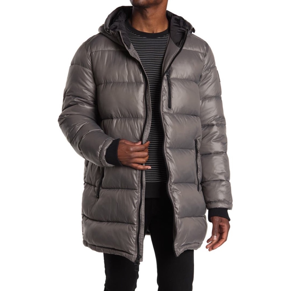 NEW ✨ GUESS GRAY PUFFER JACKET MENS MEDIUM
